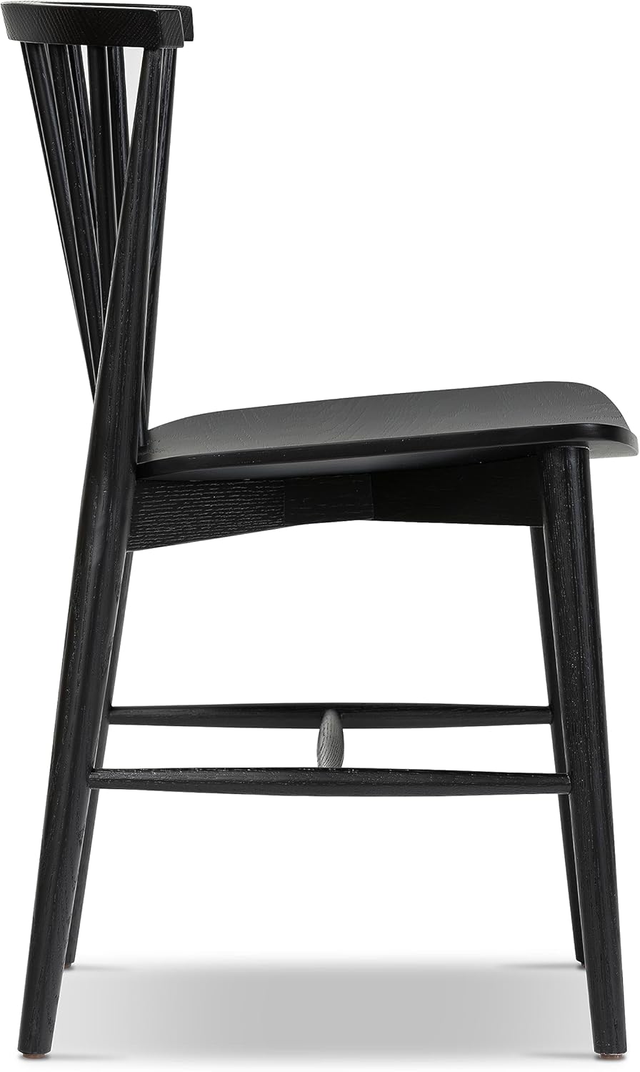 POLY & BARK Ligna Dining Chair Oak – Mid-Century Inspired Chair with Sculpted Spindle Back – Solid American Walnut Frame and Engineered Wood Veneered Seat – Fully Assembled and Ready to Use