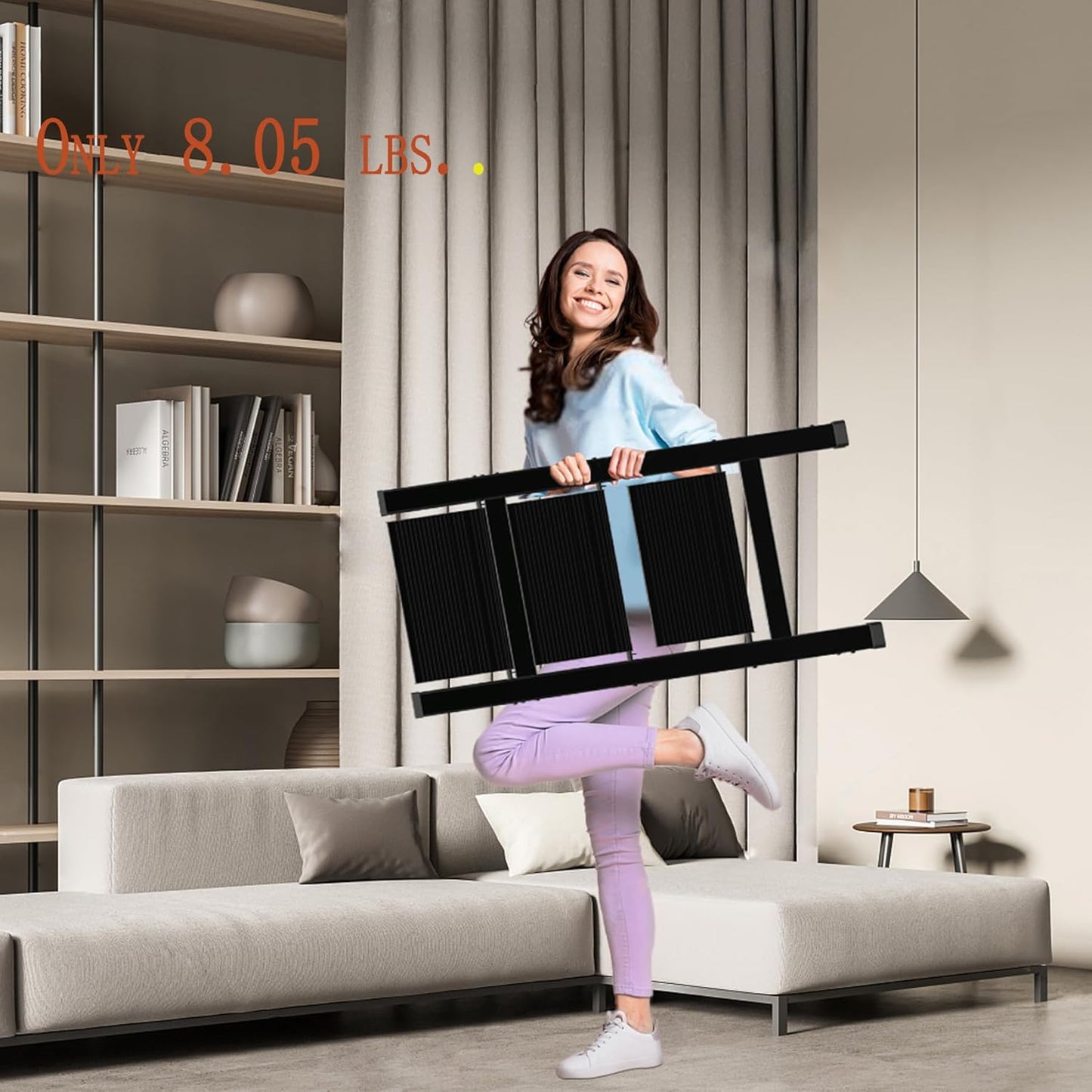 3 Step Ladder, Portable Step Ladder Folding, Lightweight Step Ladder with Anti-Slip Pedal, Aluminum Indoor and Closet, Kitchen, 330lbs - Black