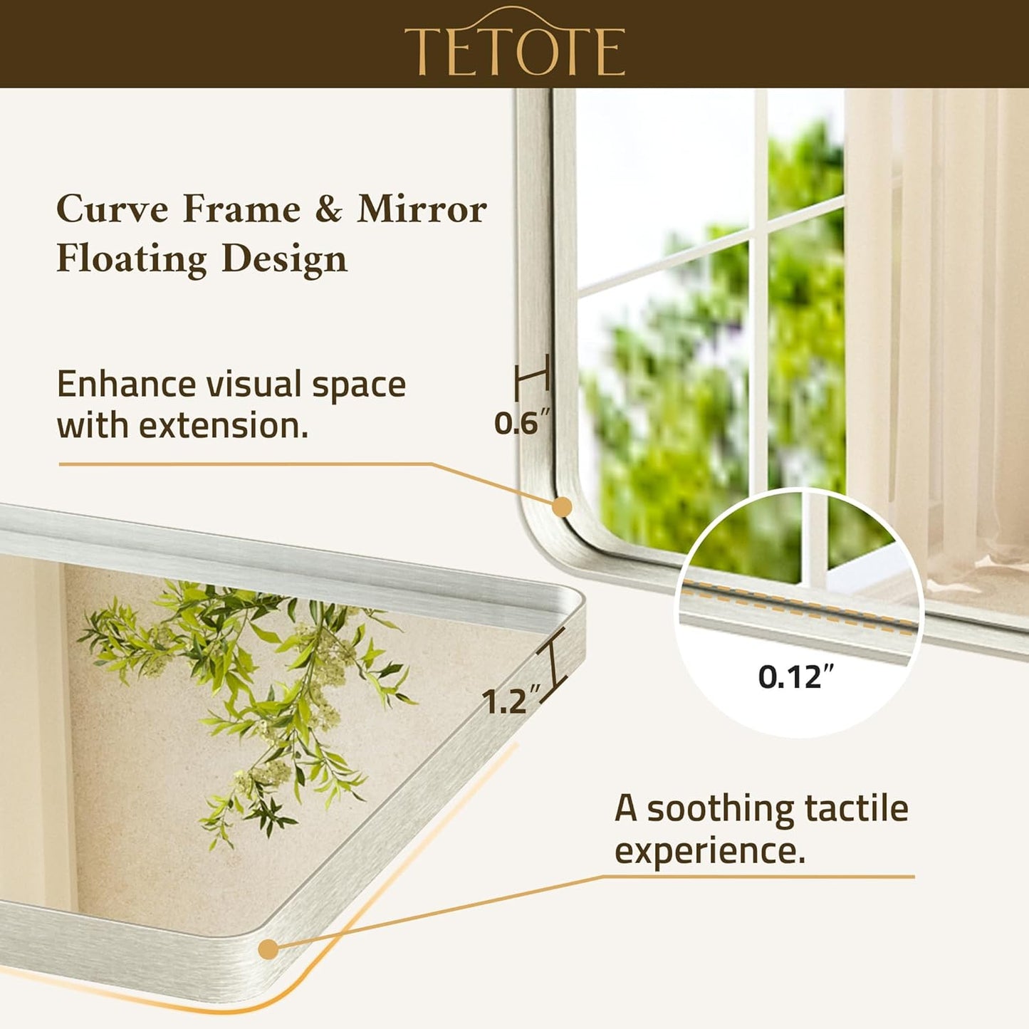 TETOTE Brushed Nickel Bathroom Mirror 30 x 30 Brushed Nickel Metal Framed Bathroom Mirror, Tempered Glass, Modern Farmhouse Wall Mounted Mirror for Decorative(Horizontal/Vertical)