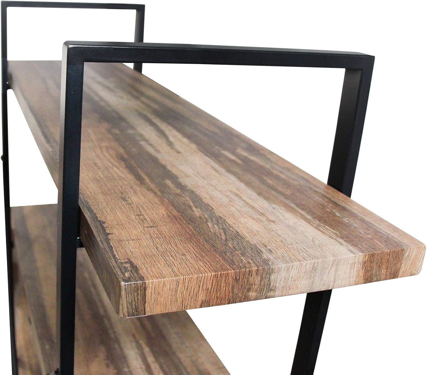 45MinST 3-Tier Vintage Industrial Style Bookcase/Metal and Wood Bookshelf Furniture for Collection,Vintage Brown, 3/4/5 Tier (3-Tier)