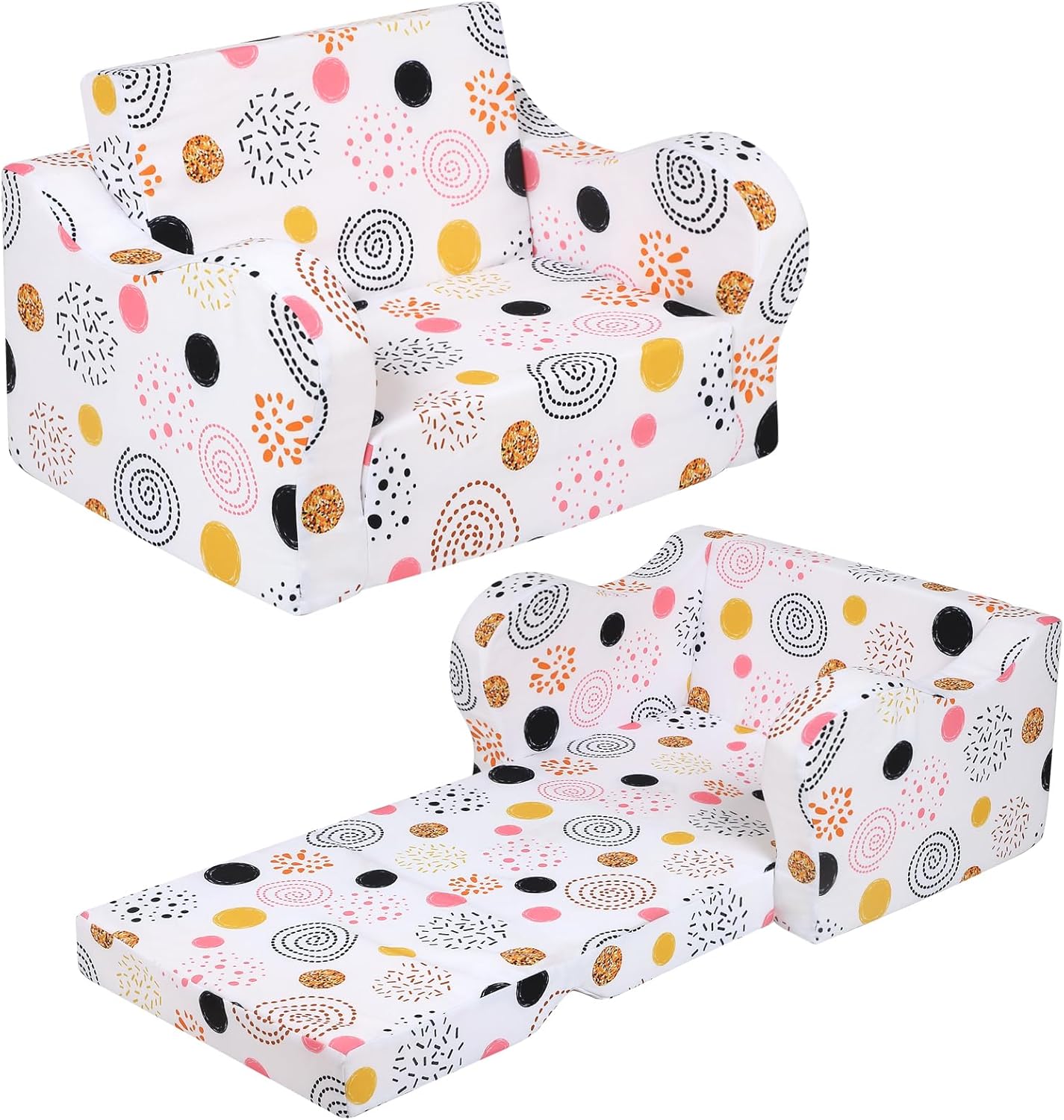 Firework Kids Sofa, 2-in-1 Kids Couch Fold Out, Convertible Sofa to Bed for Girls and Boys