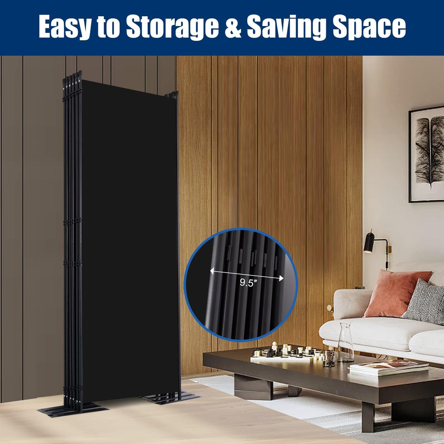 Room Divider 6FT Portable Room Dividers and Folding Privacy Screens, 204'' W Fabric Divider for Room Separation, 6 Panel Partition Room Dividers Freestanding Wall Divider Screen for Dorm Studio Office
