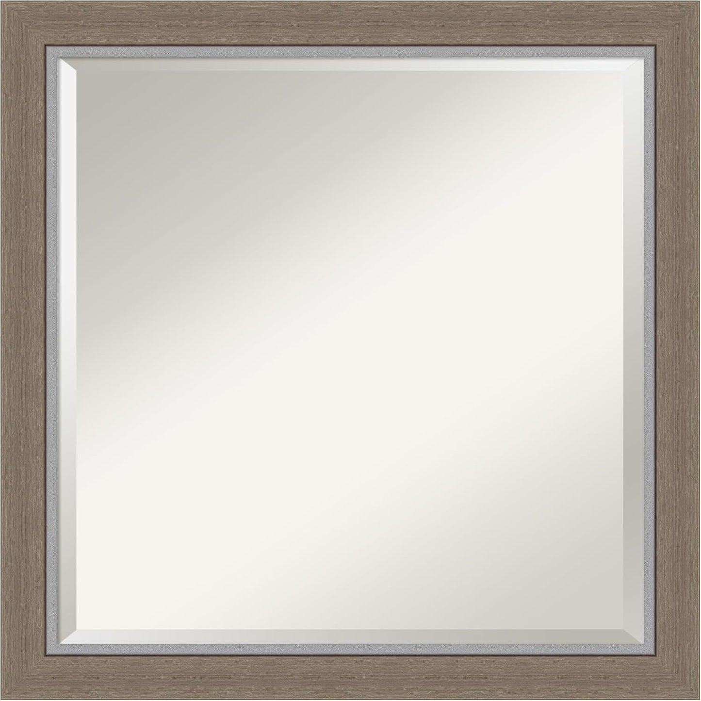 Amanti Art Brown Wall Mirror 23x23 Eva Brown Narrow Square Bathroom Mirror for Wall Decor Living Room, Medium Country Rustic Frame, Hangs Horizonally and Vertically, Bathroom Decor, Beveled Edge