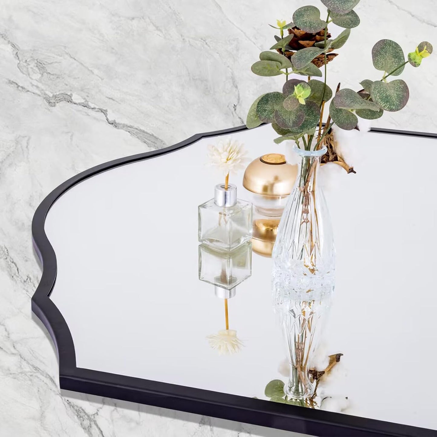 Arched Mirror Wall Decor, 32"x24" Black Wall Mirror, with Antique Metal Frame, for Elegant Entryway, Bathroom, Living Room, Bedroom