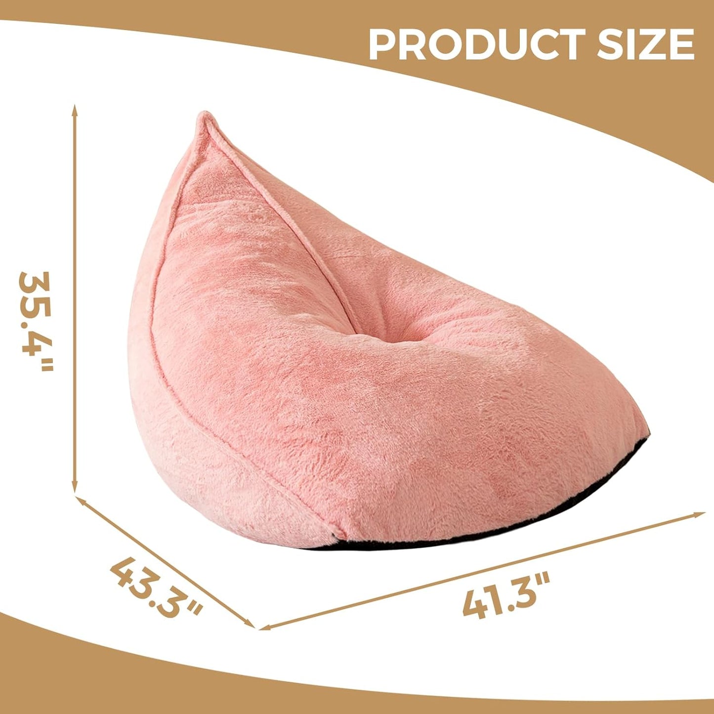 BYBYME Bean Bag Chairs Sherpa Lazy Sofa, Giant Beanbag Chairs for Adults, Teenagers with Stuffed High Density Foam Filling, Comfy Chair for Living Room, Bedroom