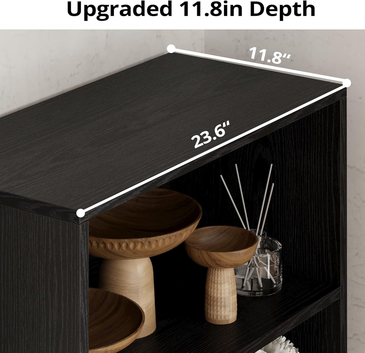 IRONCK Industrial Bookshelves and Bookcases with Doors 11.8 in Depth Floor Standing 5 Shelf Display Storage Shelves Bookcase Home Decor Furniture for Home, Office, Living Room, Bedroom