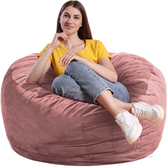 Bean Bag Chairs, Memory Foam Stuffing Bean Bag Chair for Adults/Teens/Kids, Velvet Lazy Sofa Furniture with Removable High-Rebound Memory Foam for Living Room Bedroom College Dorm