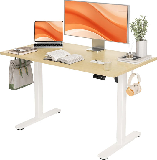 Seang Standing Desk with Adjustable Height, 48x24 Inch Electric Stand Up Desk for Home Office, Studio, Computer Workstation, Nature Top