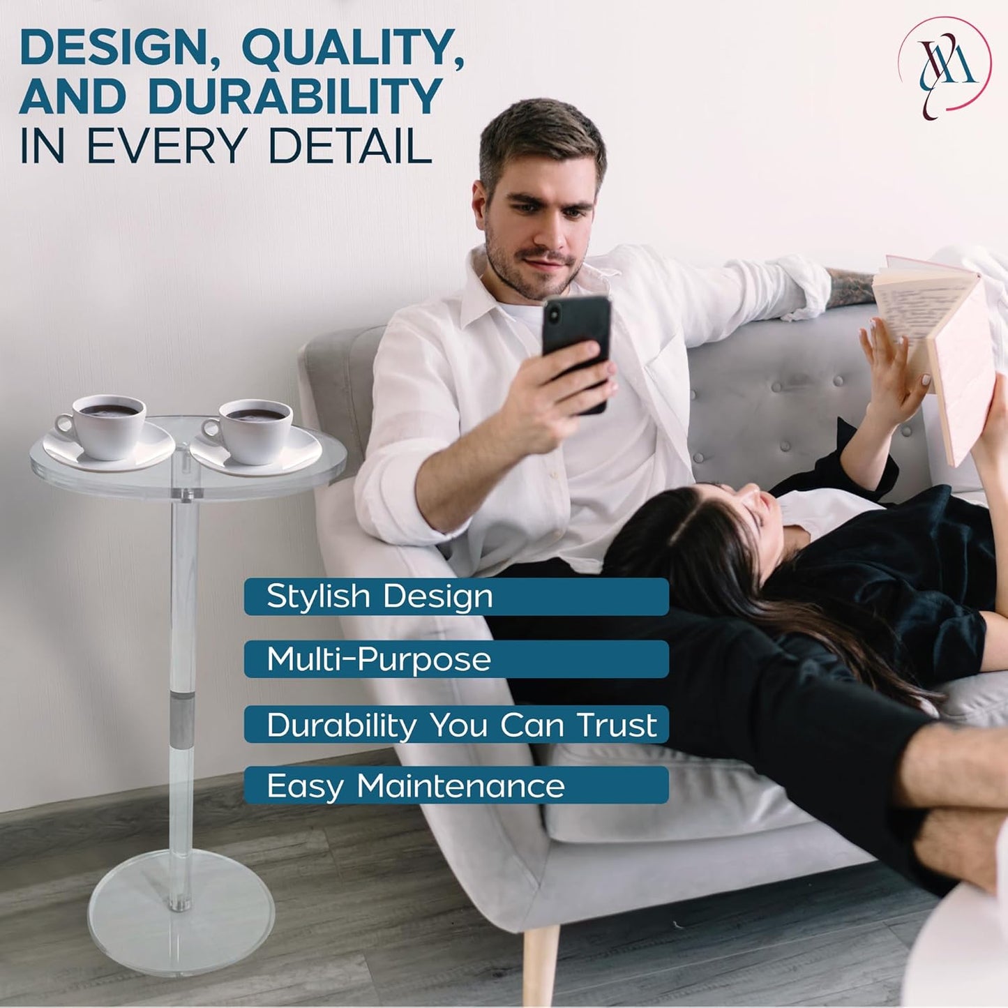 Clear Acrylic End Table – 10" W x 21.3" H Small Drink Stand – Modern Side Table for Living Room or Bedroom – Solaround Style – Minimalist Accent Furniture – Glass Look Nightstand