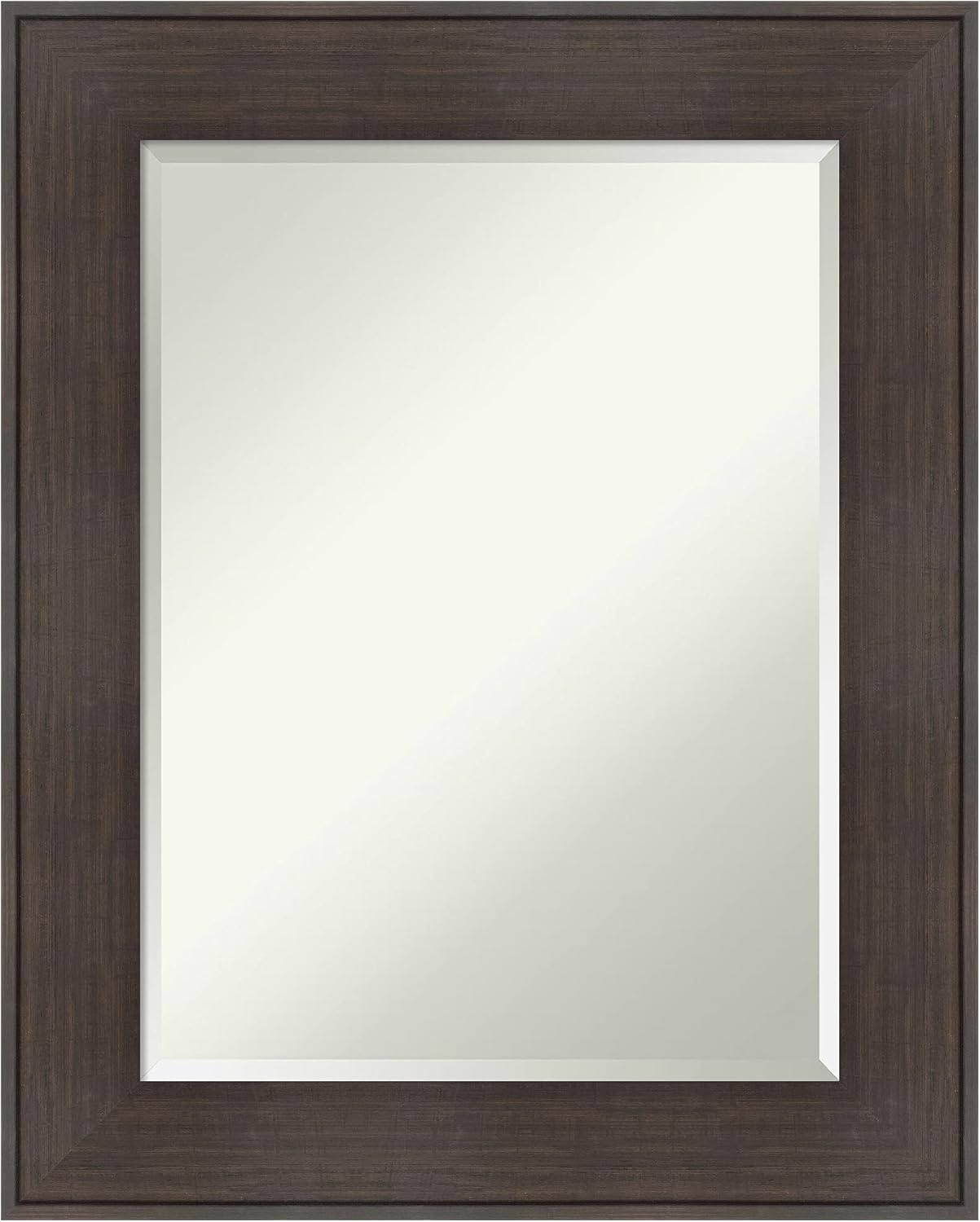 Amanti Art Brown Wall Mirror 30x24 William Rustic Woodgrain Rectangle Bathroom Mirror for Wall Decor Living Room, Medium Classic Frame, Hangs Horizonally and Vertically, Bathroom Decor, Beveled Edge