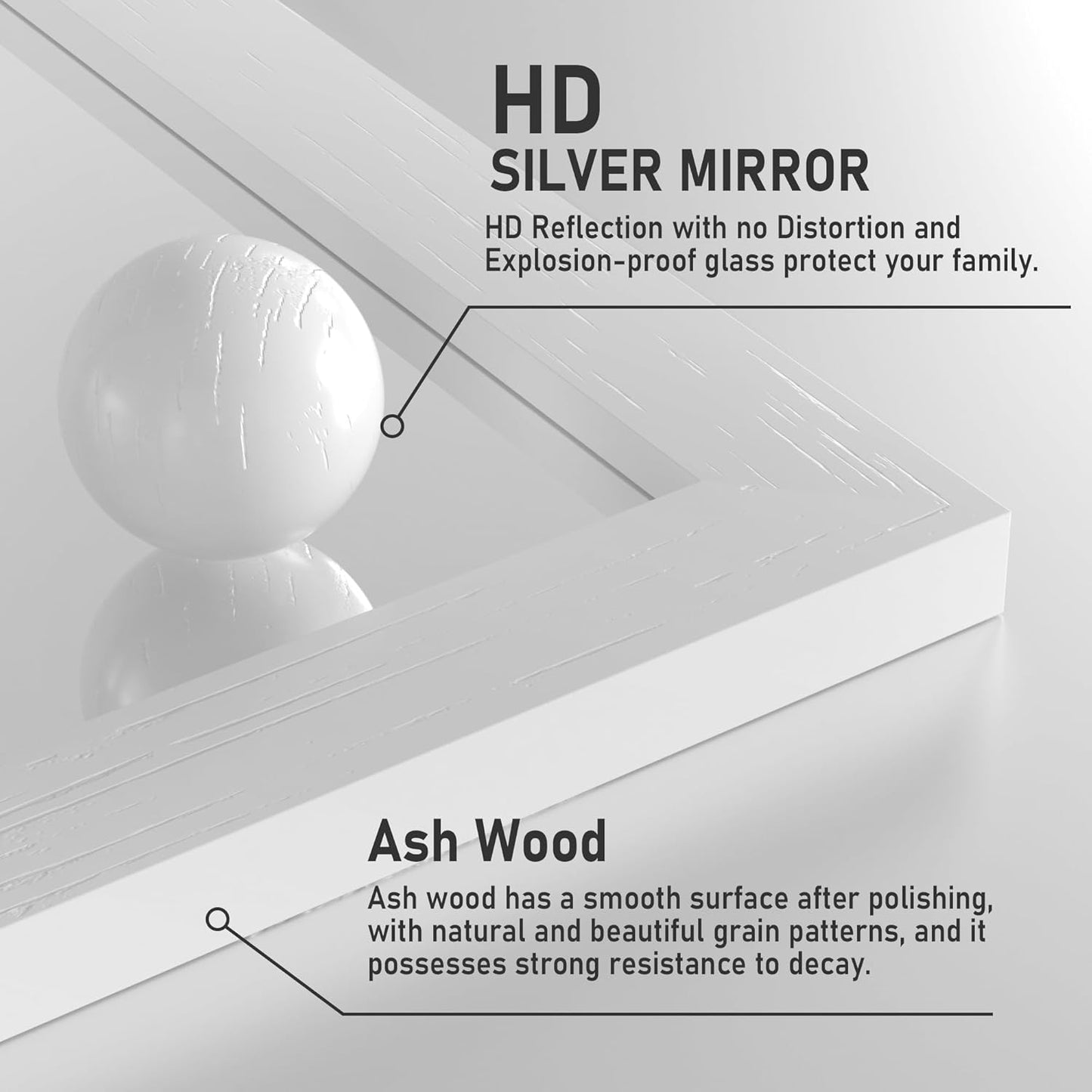 Farmhouse Bathroom Mirror, White Rustic Square Mirror for Wall Wood Framed Vanity Mirrors, Barn Door Style Decor Living Room Entryway Bedroom Mirrors, 18x26INCH (Hanging/Leaning)