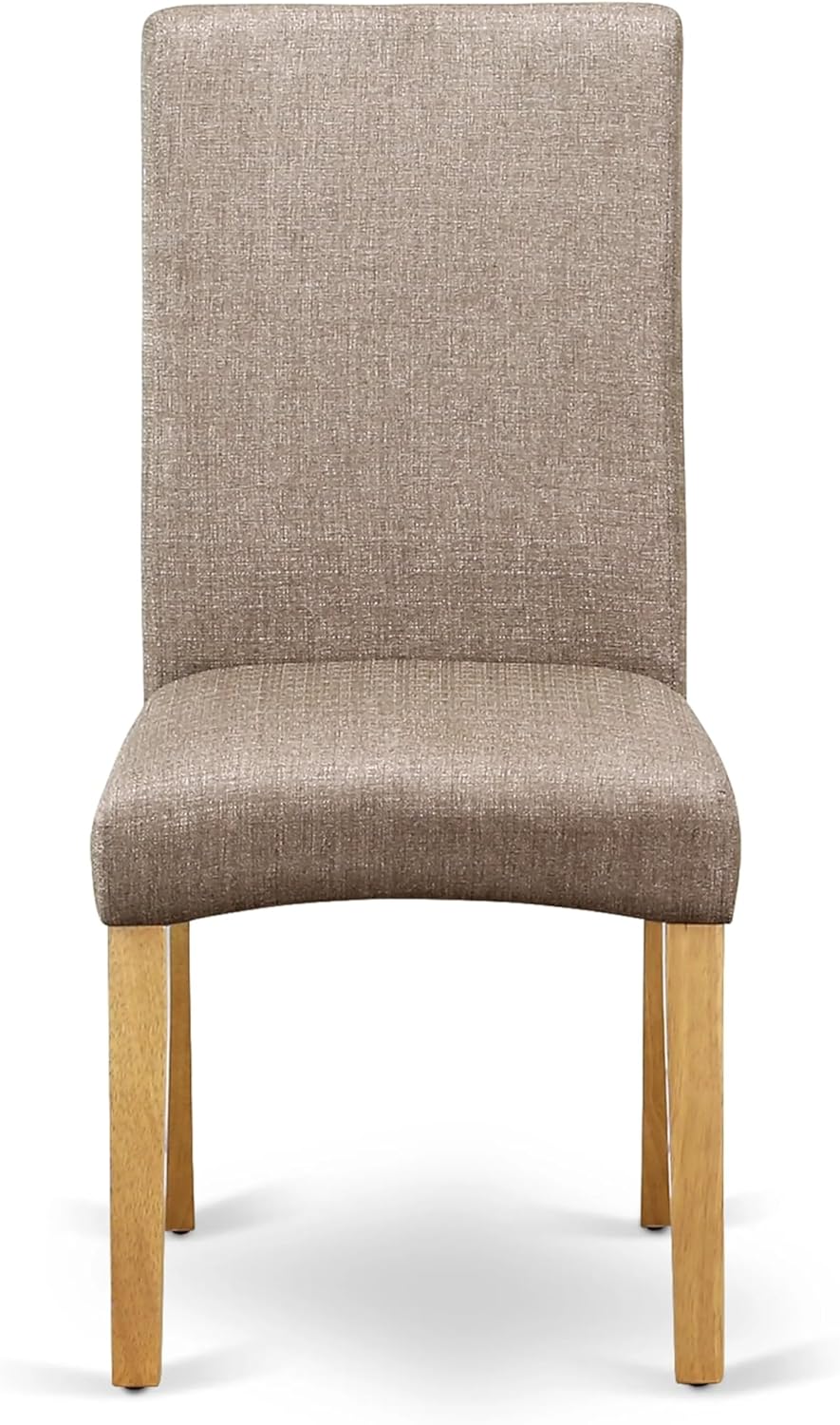 East West Furniture ANDR3-OAK-16 3 Piece Dining Table Set Contains a Round Kitchen Table with Pedestal and 2 Dark Khaki Linen Fabric Upholstered Kitchen Chairs, 36x36 Inch, Oak