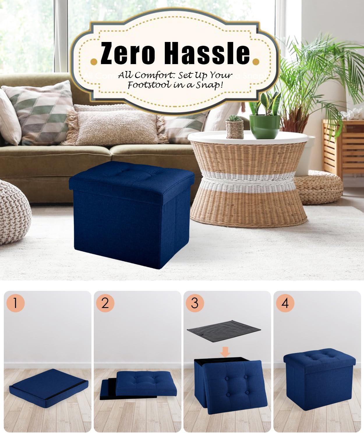 Ottoman Storage Ottoman Foot Rest Stool Foldable Bench with Storage Student Dormitory Bedroom and Entryway Storage 17 X 13 X 13