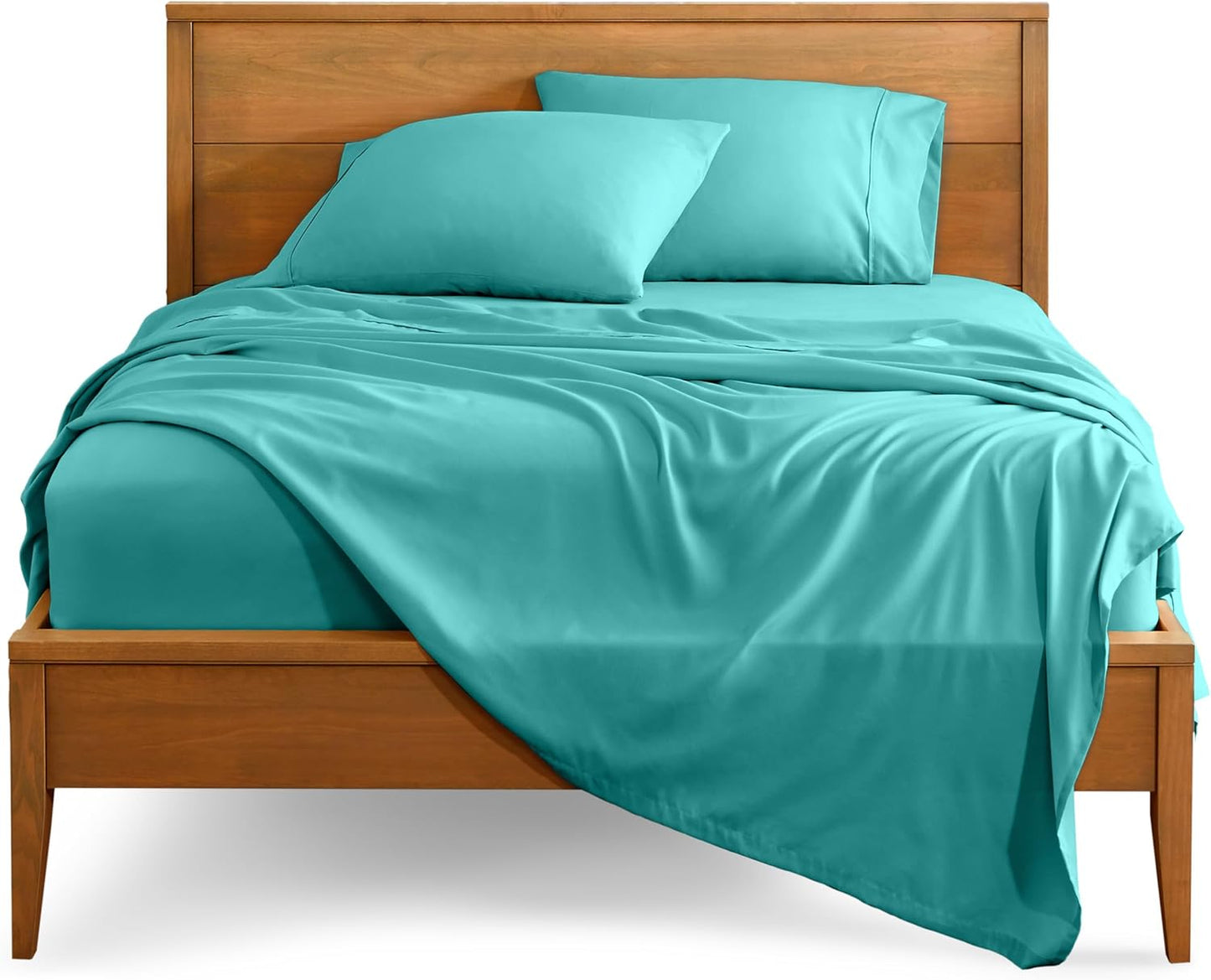 Bare Home Full XL Sheet Set - Luxury 1800 Ultra-Soft Microfiber Full Extra Long Bed Sheets - Double Brushed - Deep Pockets - Easy Fit - 4 Piece Set - Bedding Sheets & Pillowcases (Full XL, Turquoise)