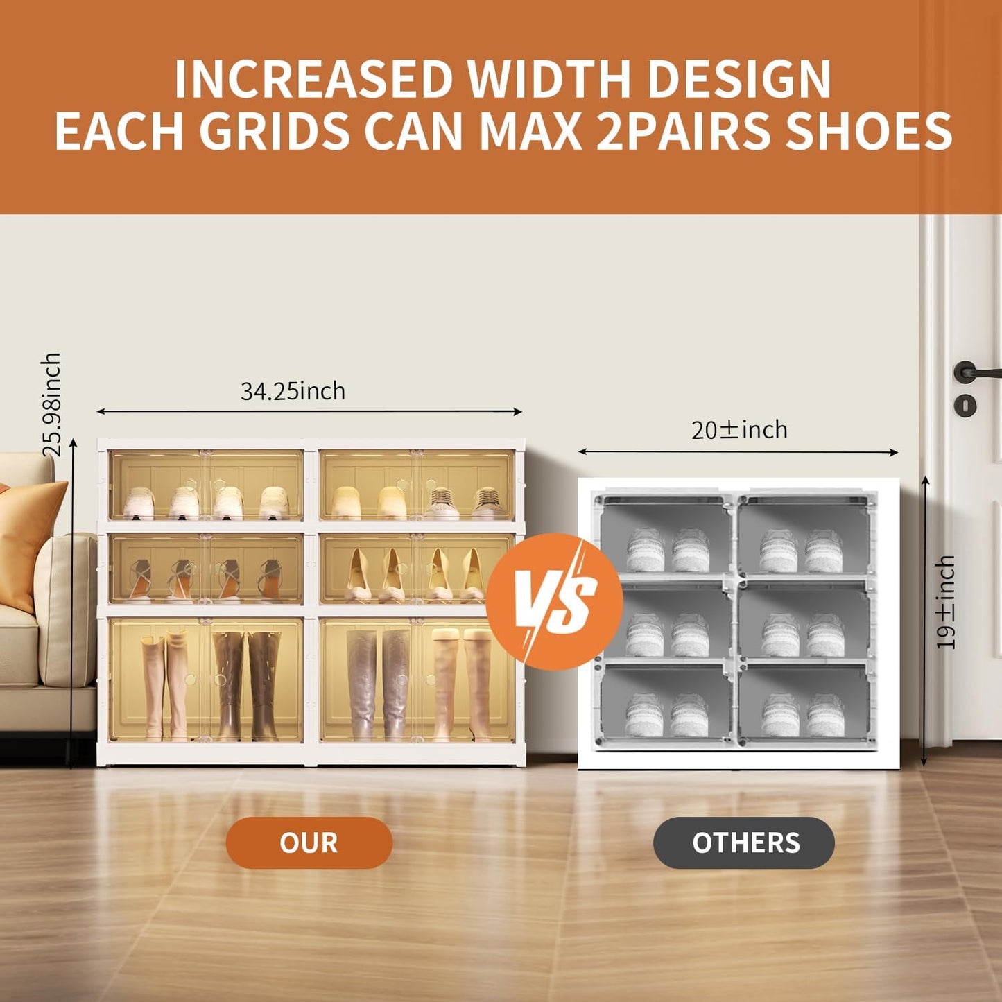 3 Tier Foldable Shoe Rack Organizer for Closet 6-12Pairs Plastic Collapsible Shoe Racks Shelf for front door entrance Stackable Clear Folding Shoes Storage boxes XLarge Storage Cabinet