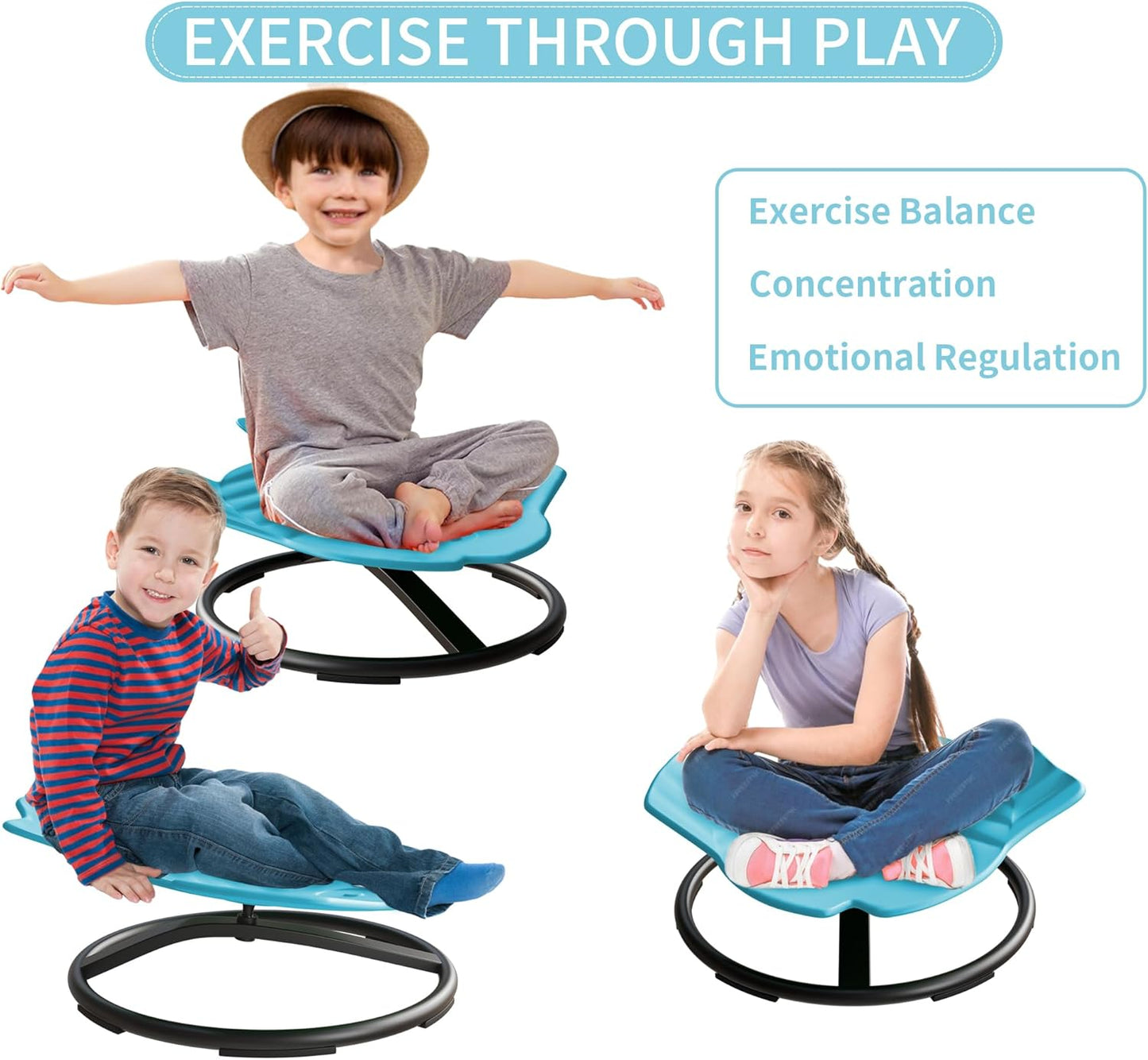 Spinning Chair for Autistic Kids, Autism Sensory Spinning Chair, Sensory Chair for ADHD Children, Sit and Spin Training Body Coordination, Upgraded Light Blue Flying Fish Shape