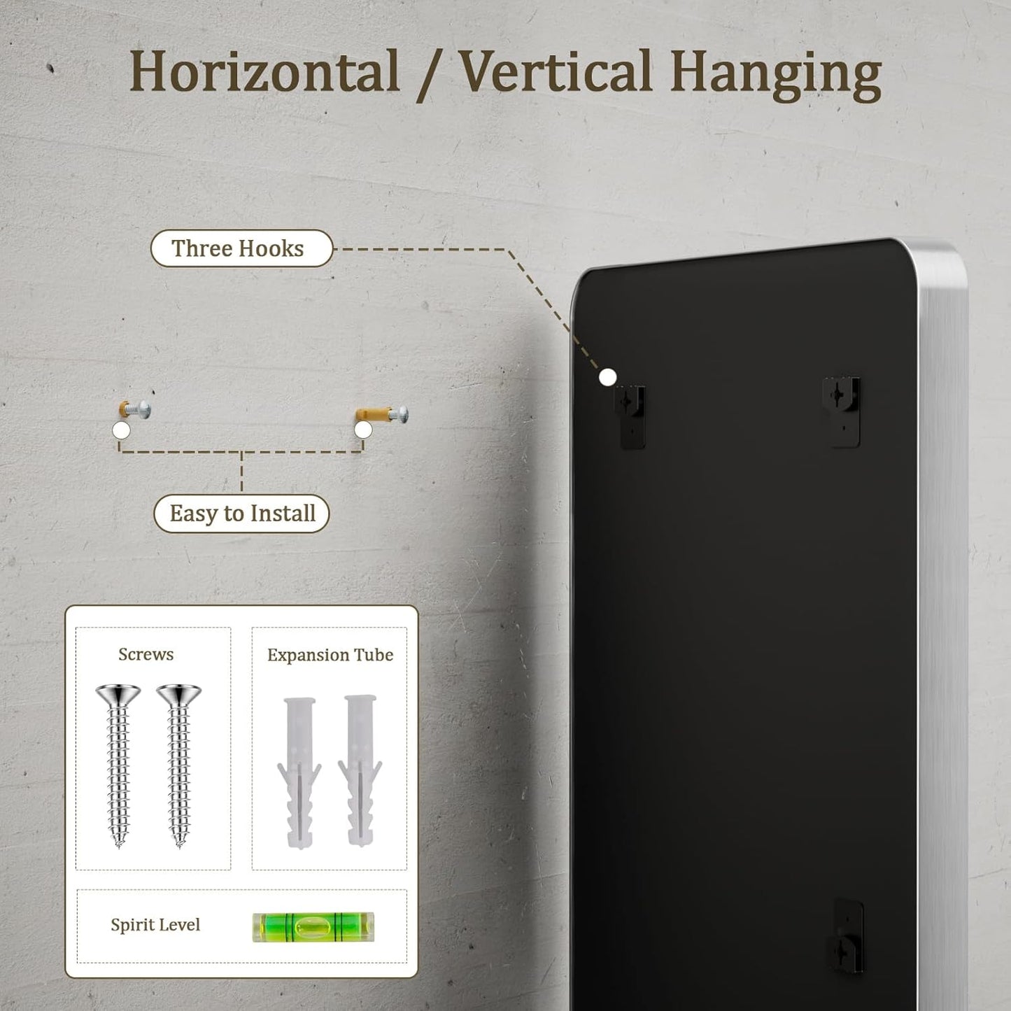 Bathroom Mirror 20x30 inch, Silver Gorgeous Deep Frame Wall Mirror, Modern Round Corner Bathroom Vanity Mirror for Bedroom, Living Room, Hanging or Leaning Horizontal or Vertical, Silver