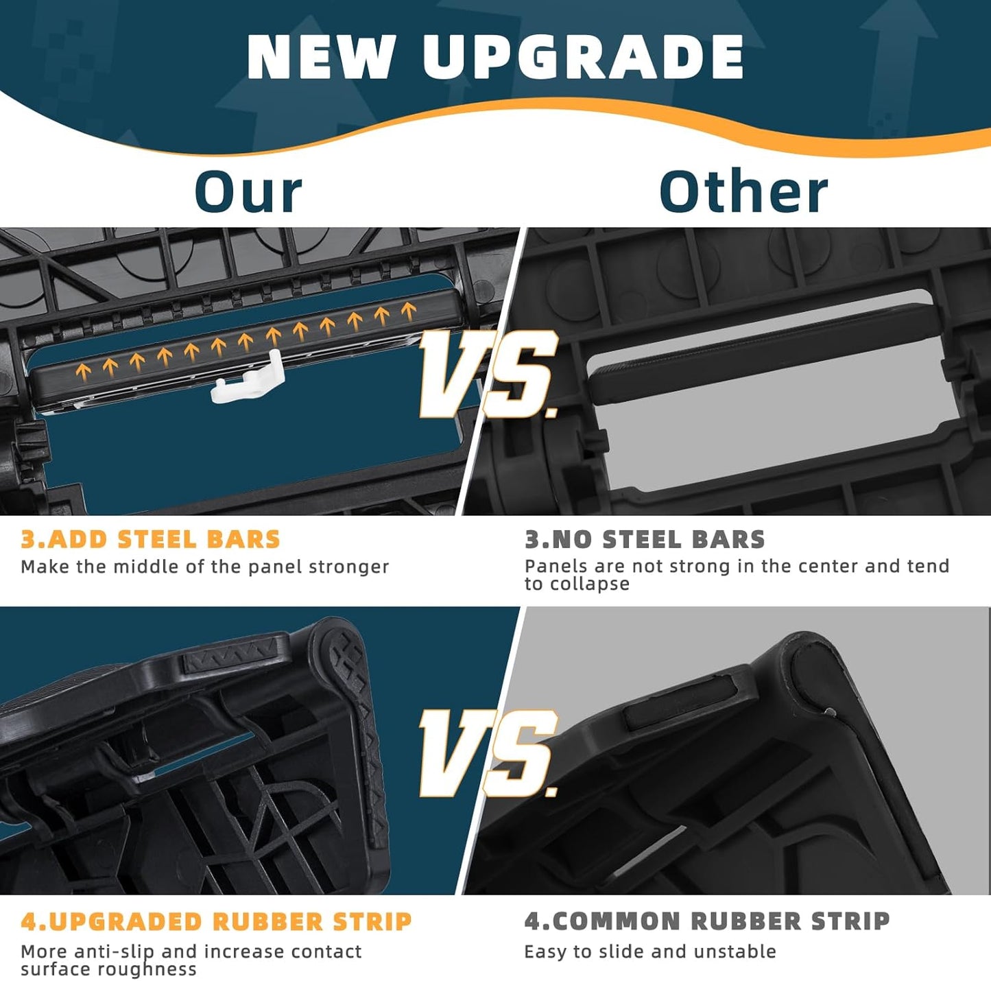 ACSTEP Folding Step Stool 16 Inch Heavy Duty Step Stool Foldable for Adults and Kids, Collapsible Stepping Stool with Handle, Non Slip Folding Stools for Kitchen Hold Up to 400lbs (Black 1PC)