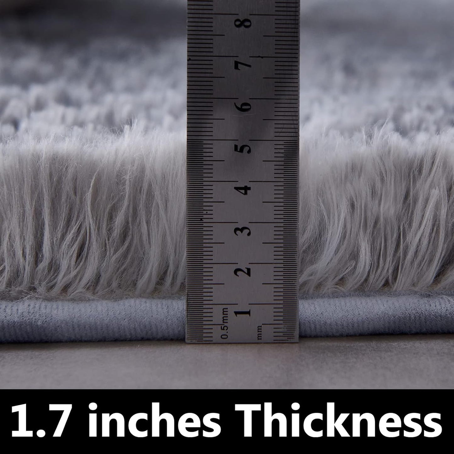 FJZFING Grey Round Rug Ultra-Soft Plush Modern 4x4 Circle Area Rug for Kid's Bedroom, Fluffy Shag Circular Rug for Nursery Room, Non-Slip Home Decor Cute Grey Carpet for Teen's Room