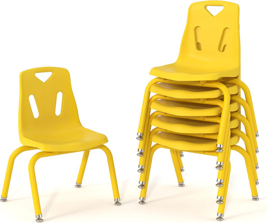 Berries Jonti-Craft 8118JC6007 Stacking Chairs with Powder-Coated Legs, 8" Height, Yellow, Pack of 6