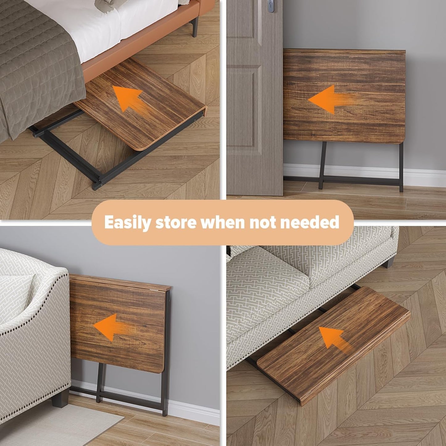 WOHOMO Folding Desk, 47.2" Foldable Computer Desk for Bedroom, Space Saving Computer Table Writing Workstation for Home Office, Easy Assembly, Walnut