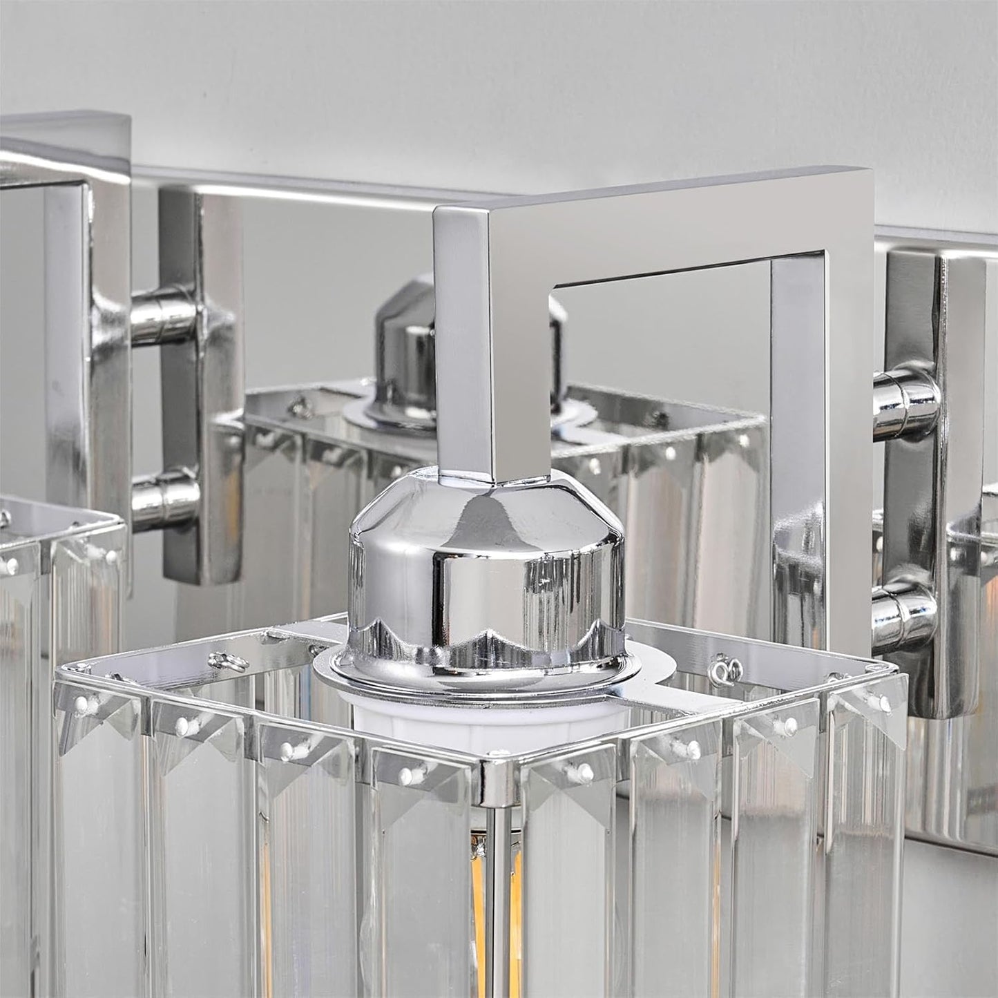 Modern Bathroom Vanity Light 5-Lights Chrome Crystal Wall Lamp Bathroom Modern Crystal Vanity Lighting