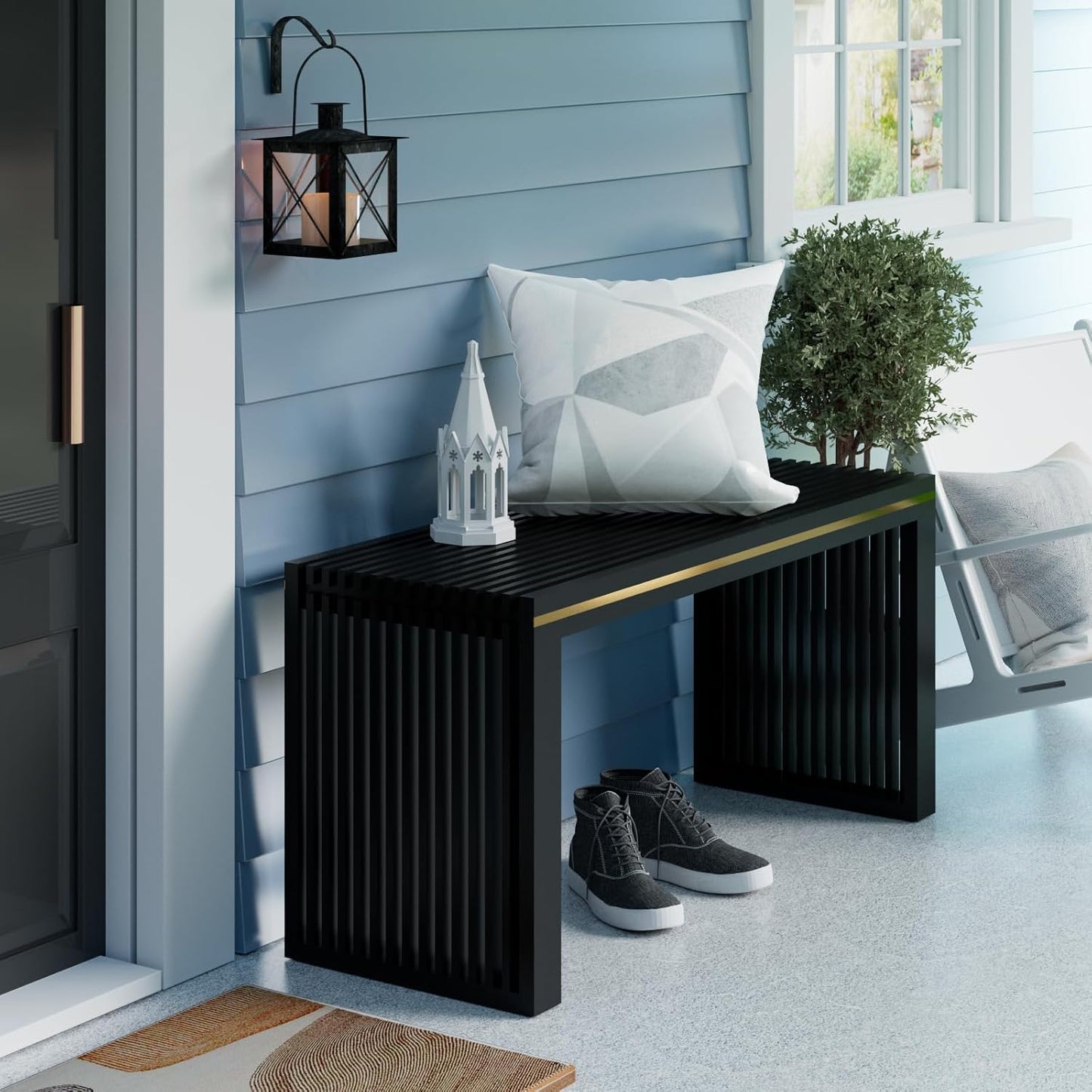 Bamboo Dining Bench Indoor Long Entryway Shoe Rack Benchs,Outdoor Modern Wood Benches 35 Inch Bamboo Bench for Living Room Hallway Bedroom Bathroom