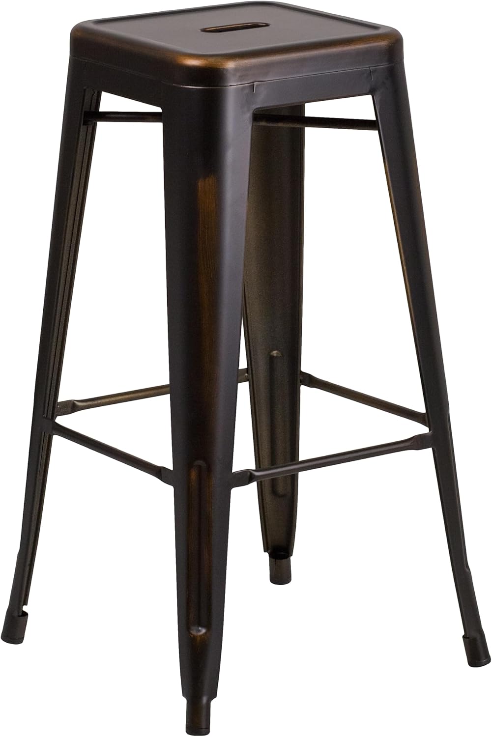 Flash Furniture Kai Commercial Grade 30" High Backless Distressed Copper Metal Indoor-Outdoor Barstool