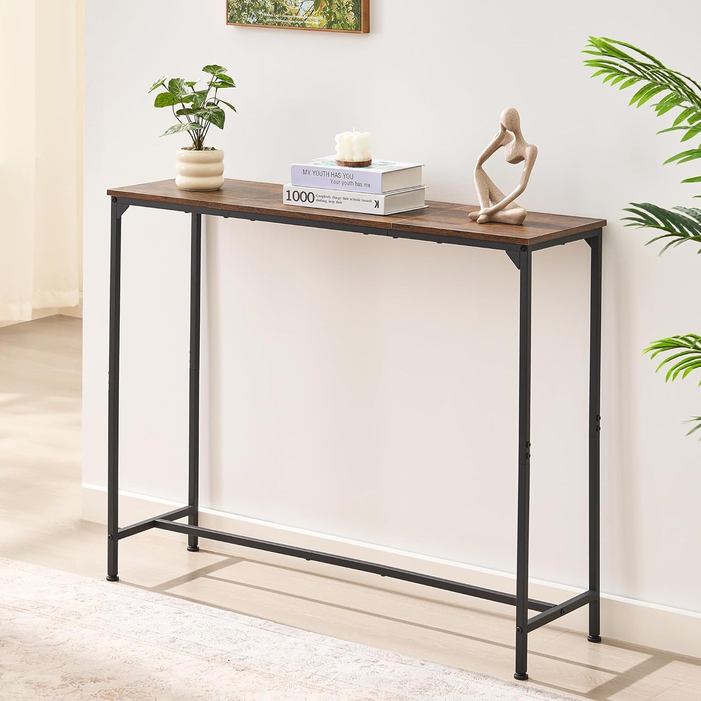 Console Table, Narrow Entryway Table, Thin Sofa Table, Behind Couch Table,for Hallway, Bedroom, Living Room, Foyer, 11.8 x 39.4 x 31.5 Inches, Rustic Brown