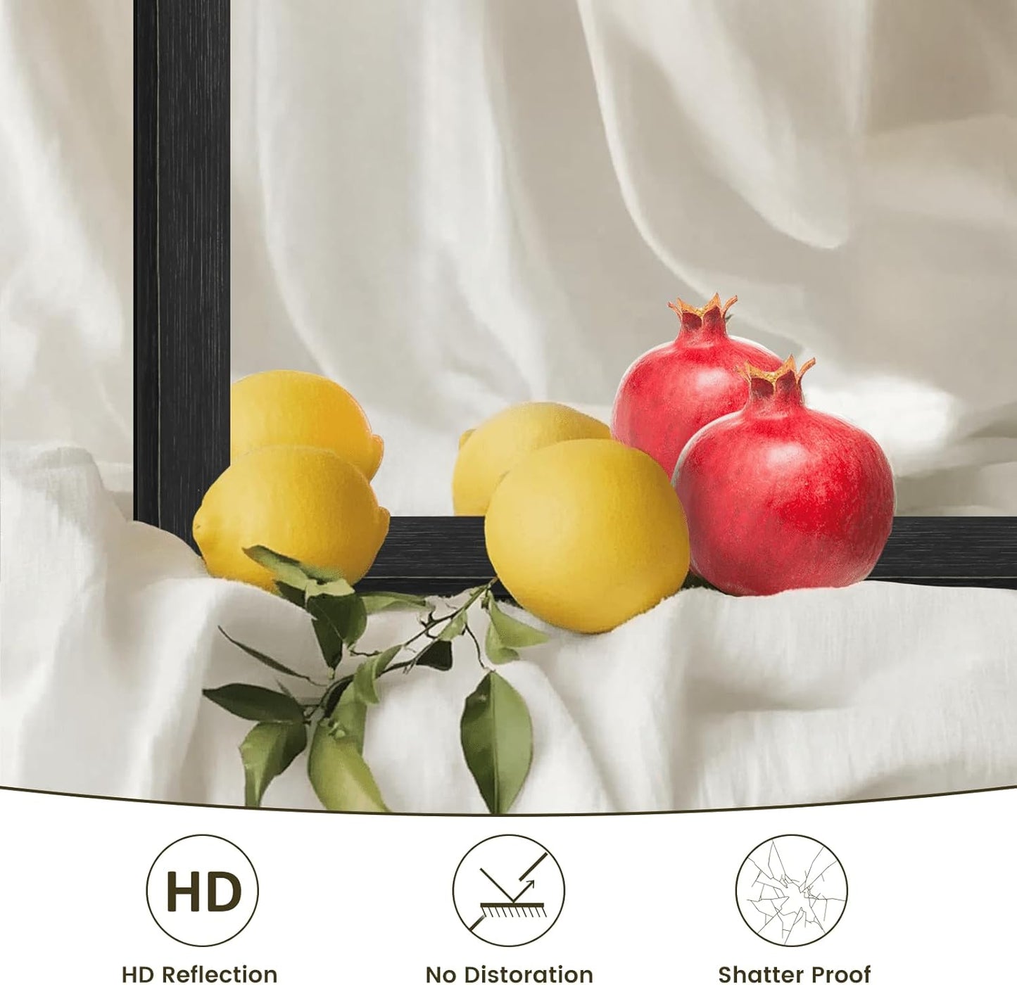 WEER Black Framed Mirror for Bathroom, 40x30 Inch Framed Bathroom Mirror, Rectangular Wall Mounted Mirror, Matte Black Vanity Mirrors, Tempered Glass, Vertically or Horizontally, Anti-Rust