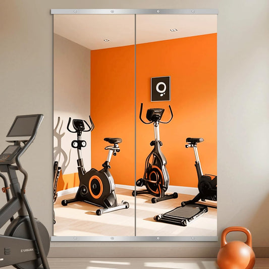 Home Gym Mirror for Wall, 70"x24"x2PCS Full Length Gym Mirror Frameless Wall-Mounted for Garage, Home Gym, Living Room, Bedroom(Silver)