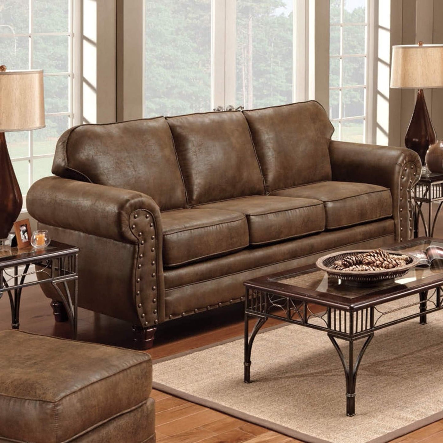 American Furniture Classics Sedona 4-Piece Microfiber Sofa Set in Brown