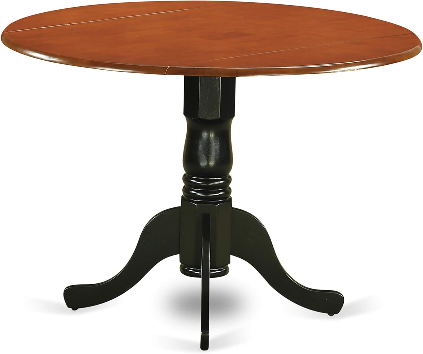 East West Furniture DLNI5-BCH-W 5 Piece Modern Dining Table Set Includes a Round Wooden Table with Dropleaf and 4 Dining Chairs, 42x42 Inch, Black & Cherry