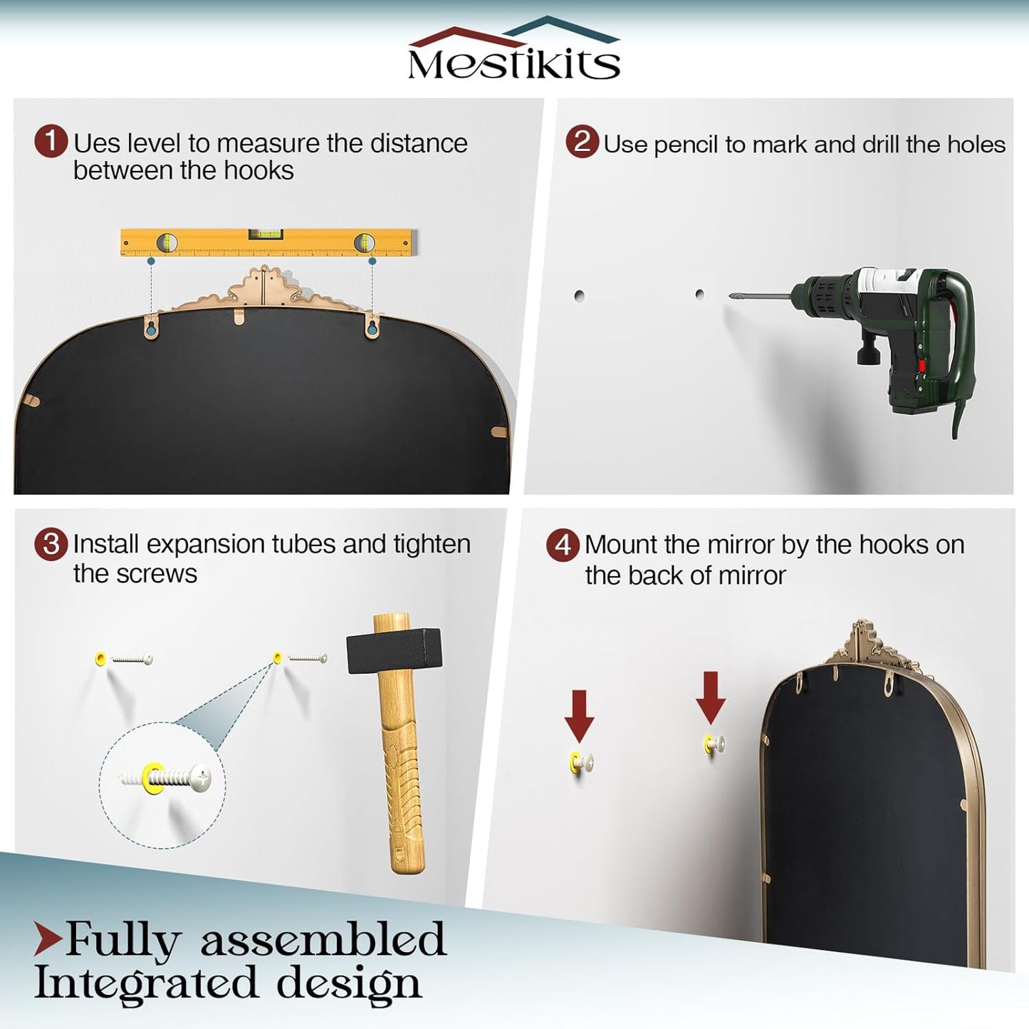 30" x 40" Antique Gold Arched Mirror for Wall, Vintage Brass Bathroom Mirror with Metal Frame, Bronze Ornate Gold Vanity Mirror for Entryway, Mantel, Powder Room