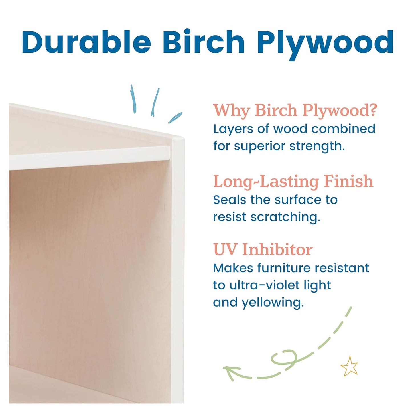 ECR4Kids 2-Section Coat Locker with Bench, Classroom Furniture, White Wash