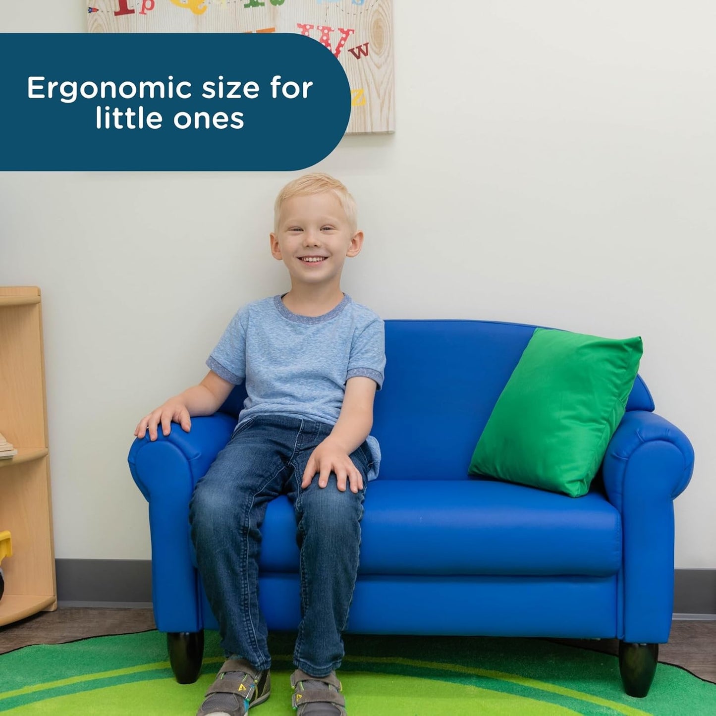 Children's Factory As We Grow Toddler Sofa, Blue, CF805-197, Flexible Seating for Daycare or Preschool, Kids Reading Couch, Playroom Furniture