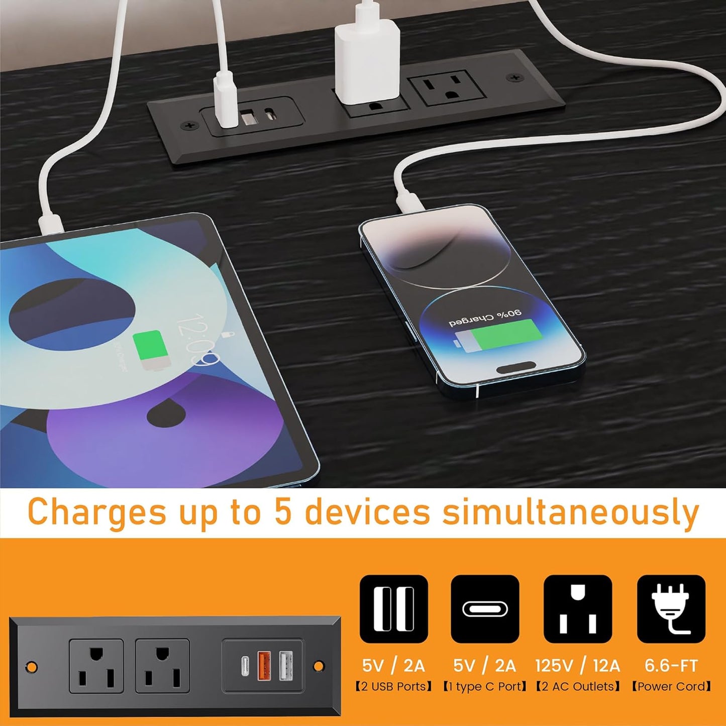 Black Dresser for Bedroom, 9 Drawers Led Dresser TV Stand with Power Outlets and LED Lights, Long Fabric Dressers Wide Chest of Drawers with Large Organizer for Living Room, Entryway, Hallway