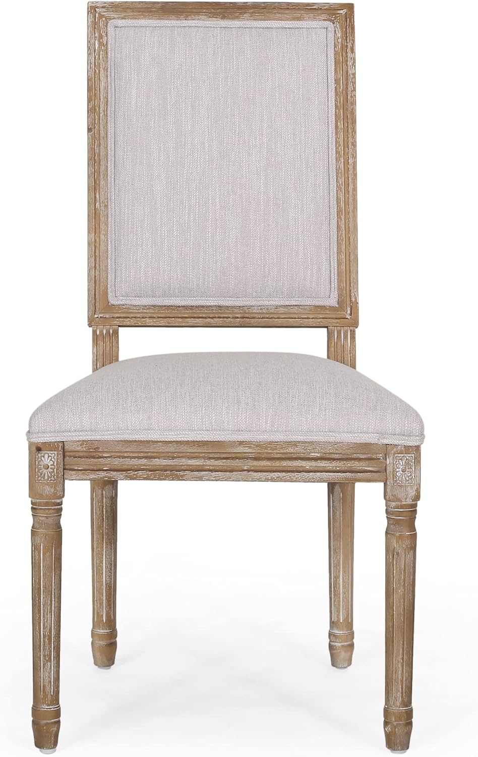 Christopher Knight Home Regina French Country Dining Chairs Set of 2, Wooden Dining Room Chair, High Back Kitchen Side Chair, Fabric Upholstered Armless Extra Seat, Light Gray and Natural