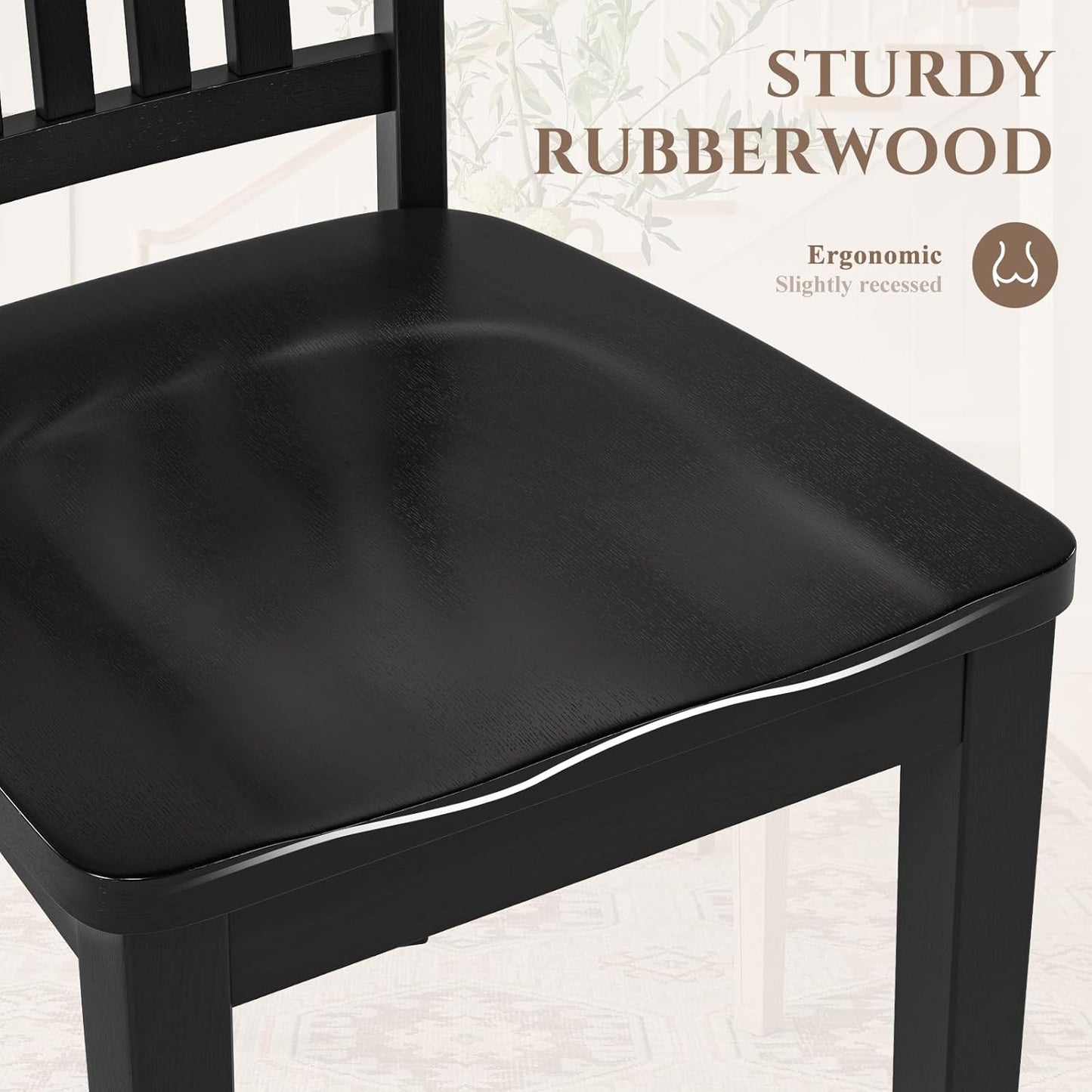 COLAMY Wooden Dining Room Chairs Set of 6, Spindle High Back Windsor Kitchen Side Chair, Farmhouse Dining Chairs for Kitchen, Dining Room, Black