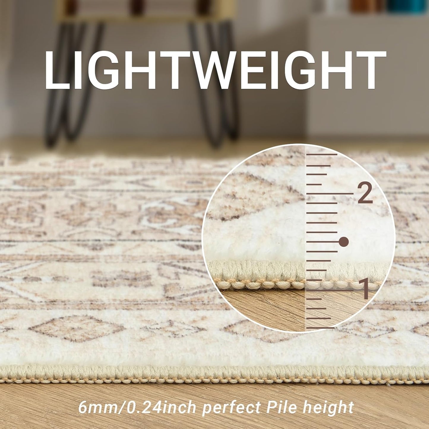 zesthome 10x12 Area Rugs,Stain Resistant Washable Rug,Ultra-Thin Rugs for Living Room,Bedroom,Non-Slip Backing Home Decor Large Area Rug (Cream/Beige,10'x12')