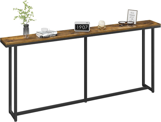 Yaheetech Narrow Console Table with Sturdy Metal Frame, 71 Inch Extra Long Entryway Sofa Table for Behind Couch, Hallway, Living Room, Rustic Brown
