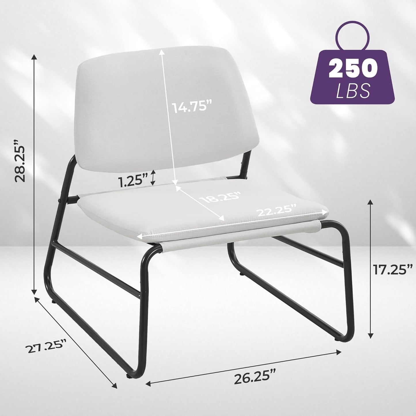 DAICO Modern Accent Chair Comfy Living Room Chair Armless Sling Accent Chairs Upholstered Side Sitting Chairs with Metal Frame for Office Reception Reading Bedroom Waiting Room, Beige