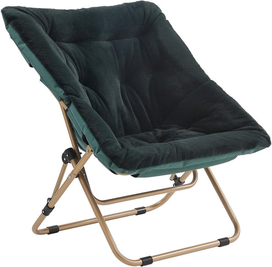 Tiita Comfy Saucer Chair, Soft Faux Fur Oversized Folding Accent Chair, Lounge Lazy Chair for Kids Teens Adults, Metal Frame Moon Chair for Bedroom, Living Room, Dorm Rooms