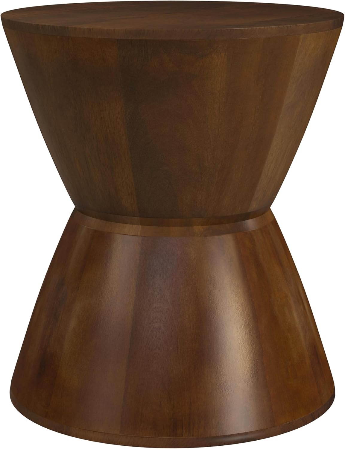 HomePop Walnut Mango Wood End/Side Round Table