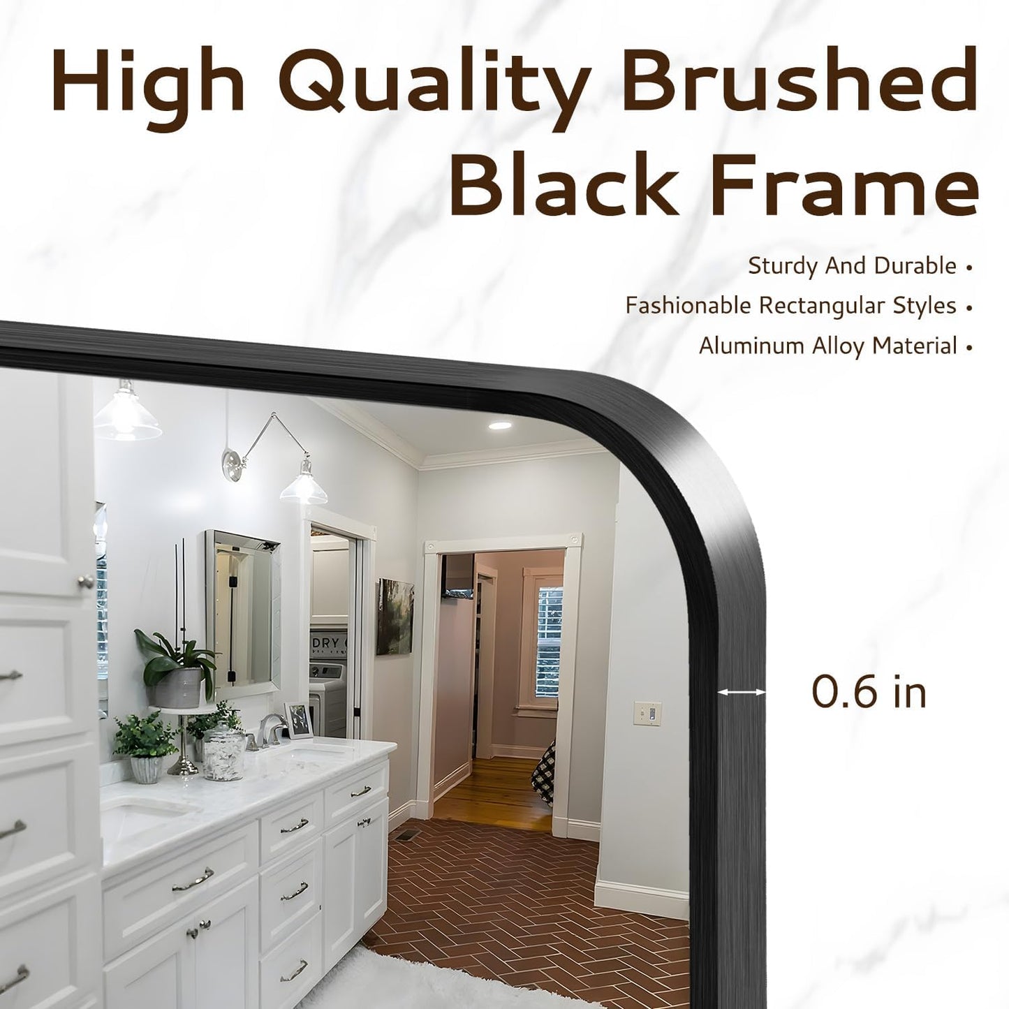 24x36 Rounded Rectangle Bathroom Mirrors for Over Sink, Black Vanity Mirror with Metal Frame Wall Mounted, Modern Farmhouse Mirror for Restroom, Bedroom, Entryway Decor