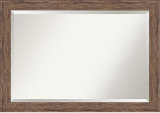 Amanti Art Brown Wall Mirror 29x41 Pia Medium Brown Rectangle Bathroom Mirror for Wall Decor Living Room, Large Casual Frame, Hangs Horizonally and Vertically, Bathroom Decor, Beveled Edge