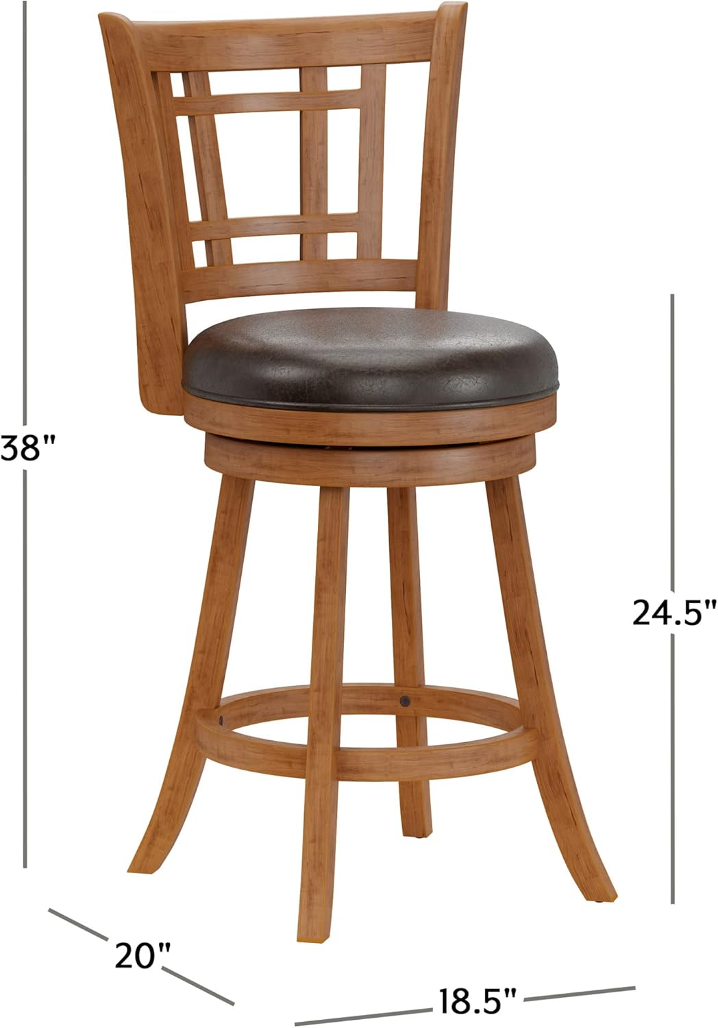 Hillsdale Fairfox Swivel Stool with Rectangular Lattice Back, Counter Height, Oak