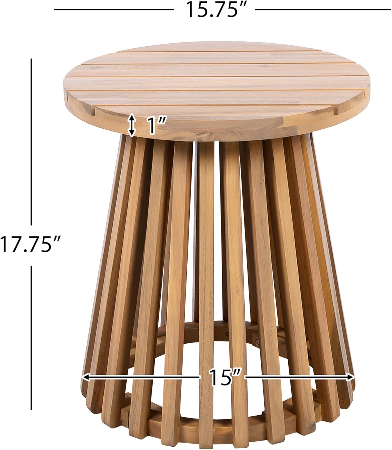 Christopher Knight Home Taki Acacia Wood Patio Coffee Table, Round Table with Unique Wooden Base for Backyard, Stylish Indoor/Outdoor Table, Easy Assembly, Space Saving Outdoor Furniture, Light Teak