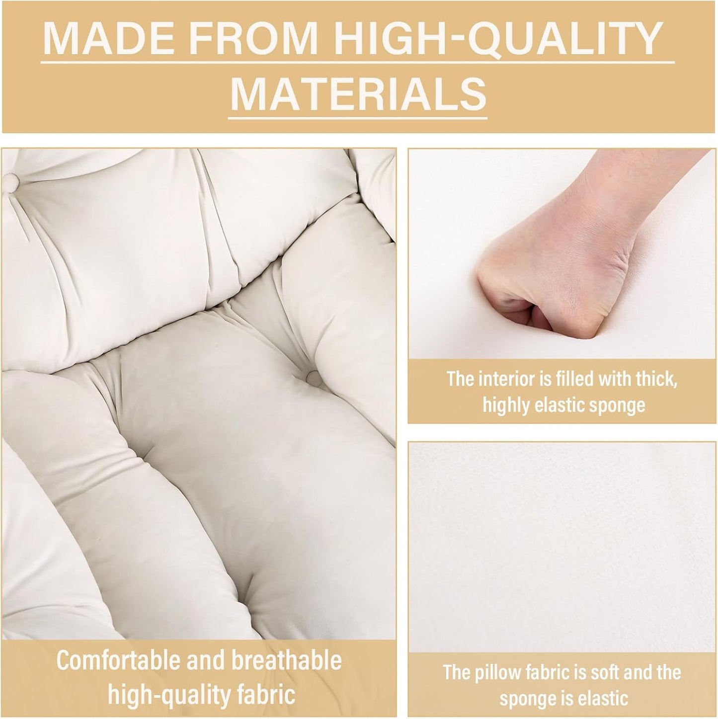 Lazy Chair with Ottoman, Comfy Reading Lounge Chair with Footstool & Throw Pillow Modern with Armrests & Side Pocket for Living Room, Bedroom, Dorm Room, Velvet Beige