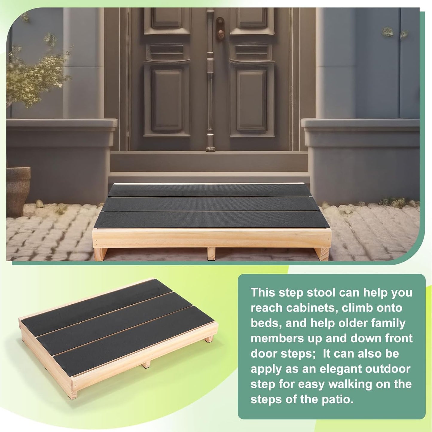 3.5" Wooden Platform Step Stool,24" Platform with Non Slip Rubber Stepping Surface for Adults & Elderly Bed Steps Wooden Mobility Stepping Stools for Bedroom, Bathroom, Kitchen, Garden